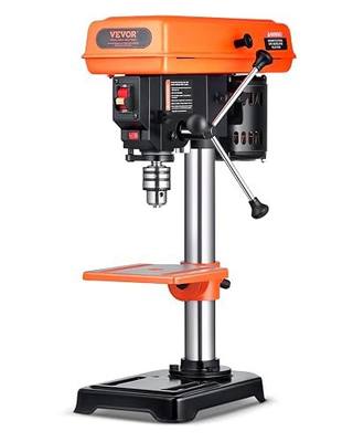 VEVOR 8 in Benchtop Drill Press, 2.5A Induction Motor, Tabletop Drilling Machine with 750/1140 / 1740/2340 / 3200 RPM Adjustable Speed, 0-45° Tilting Worktable, LED Work Light, for Wood Metal