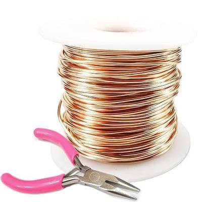 99.9% Soft Copper Wire, 22 Gauge, Diameter 0.024" (0.6 mm), 738 Feet / 225 M, 20 Ounces, Spool Pure Copper Wire with Mini Pliers and Polishing Stick, Use for Gardening, Plants, Jewelry Making