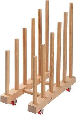 Artwork Storage Rack with Brake Caster Wheels,Art Drying Rack, Canvas Storage Rack,Wood Storage Stand for Drawing Board, Prints, Perfect for Studios,Galleries, Museums, Art Venues (12in)