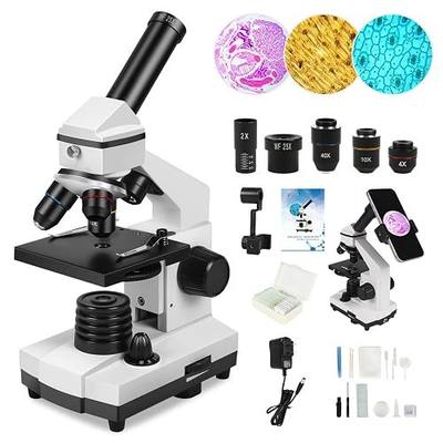 Microscope for Adults Professional:Compound Microscope for Kids 8-12,100X-2000X Kids Microscope Kit with Prepared Microscope Slides and Covers,Plant Stereo Microscopes for Kids Homeschool Lab