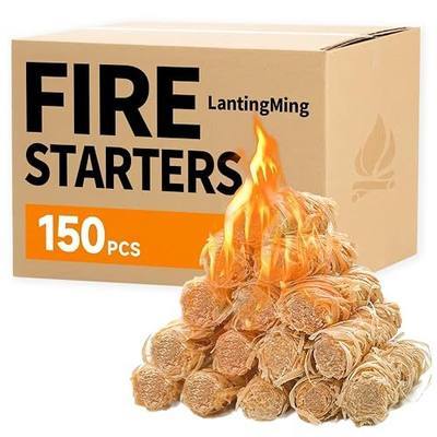 150 PCS Fire Starter for Fireplace, Waterproof - Natural Fire Starters, for BBQ, Pizza Oven, Fire-Pit, Campfires, Camping Charcoal Starter, Quick Light Wood Charcoal Firestarter
