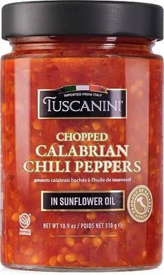Tuscanini Premium Italian Chopped Calabrian Chili Peppers In Sunflower Oil, 10.9 oz | All Natural | Nothing Artificial | Crushed Chili from Italy | Kosher