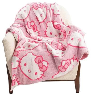 Jay Franco Hello Kitty Feather Knit Fluffy Throw Blanket - Pink Fuzzy Blanket Measures 50 x 60 Inch - Super Soft Lightweight Bedding