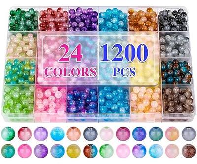 XSEINO About 1200+ PCS 6mm Double Colors Style Glass Beads Bracelet Making Kit,24 Assorted Double Colors Series Crystal Beads for Jewelry Making and DIY Crafts, Friendship Bracelets