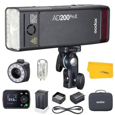 GODOX AD200 Pro II AD200Pro II Strobe Flash, TTL 200W Pocket Flash HSS 1/8000s, One-Tap Wireless Sync, Enhanced Color Screen, Photography Lighting for Canon, Sony, Nikon, Fuji, Olympus, Panasonic
