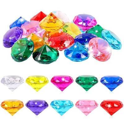 Niceup 26pcs Large Diving Gems Fake Plastic Gemstones Diamond Toys for Kids Girls Princess Pirate Mermaid Party Favors Bag Treasure Hunt Toy - 1.57in Assorted Colors