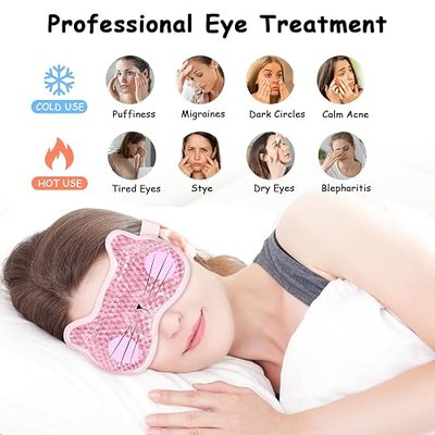 2PCS Cooling Eye Mask Gel Eye Mask, Reusable Hot Cold Therapy Cold Eye Mask for Post Surgery, Puffiness, Dark Circles, Eye Bags, Dry Eyes,color:Pink Purple,number_of_items:2