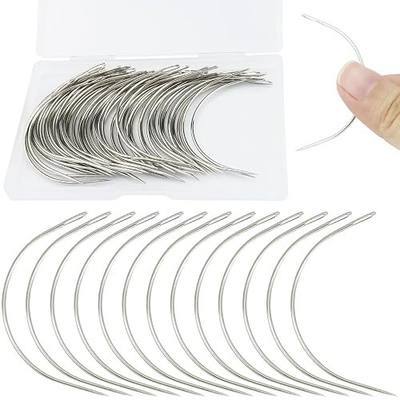 ArtCute 50 Pcs Curved Needles 3 Inch Curved Sewing Needles Leather Needles | Weaving Needles Curved Upholstery Needle for Hand Sewing Carpet Leather Cavans Repairing Wig Making