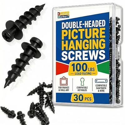 Bear Double Headed Claw Hanger Screws - Ideal for Picture Frames,Mirror,Art,Decor Hanging, for D-Rings, Sawtooth, Wire and Keyholes, Black