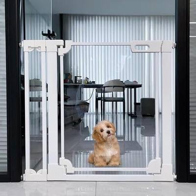 WAOWAO Clear Acrylic Baby Gate 29.52-37.79" Wide Indoor Pressure Mounted | Clear Acrylic Panel,Extra-Wide,Double-Lock,Pressure/Hardware Mount,Auto Close,Fits Stairs,Doorways,Hallways,Kitchen,Wall Cups