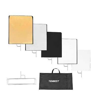 Photography Light Reflector Flag Kit, 30x35inches/75x90cm, 4-in-1 Gold/Silver/Black/White Diffuser and Translucent Diffuser, Foldable Stainless Steel Frame