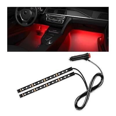 Wevdn Car Interior LED Strip Light, 12V 24 LED Neon Ambient Night Light with Cigarette Lighter Plug, Automotive Atmosphere Decorative Under Dash Lighting Kit, Car Accessories (Red)