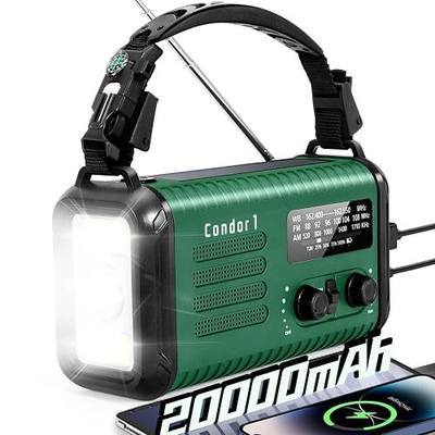 Emergency Crank Radio, 20000mAh Solar Hand Crank Weather Radio NOAA/AM/FM | 74000mWh Battery Powered Radio with Cell Phone Charger, Reading Lamp, Flashlight & SOS for Emergencies/Home (Green)