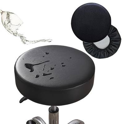 Augld 2 Pack Faux Leather Round Bar Stool Cover 13-14 Inch Black | Faux Leather, Fit Snug, Durable No-Stretch Fabric, Scratch Resistant, For Bar/Salon/Spa/Tattoo/Clinic Stools & Chairs
