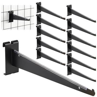12 PCS 12" Gridwall Knife Shelf Bracket with Lip Fits 3" Grid Panels | Metal Gridwall Brackets Hooks Heavy Duty Shelf Bracket Gridwall Accessories