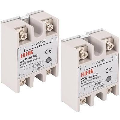SSR-40DD DC to DC Solid State Relay 40A, DC 3-32V Input, DC 5-200V Output, Single Phase Semiconductor Relay Module, Pack of 2 by BlueStars