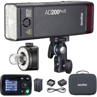 Godox AD200 Pro II AD200Pro II Pocket Outdoor Flash Strobe, 200Ws 2.4G TTL 1/8000s HSS Monolight, 0.01-1.8s Recycle, GODOX AD200ProII AD 200 Pro II Upgraded Flash Head, Color Indicator and Screen