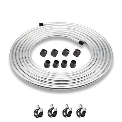 3/8'' OD Aluminum Fuel Line Hard Tube, 3003 Grade For Refrigeration Tubing, Fuel Oil Pipe, Metal Gas Line Compatible with Tube Nut Couplers, Sleeves & 37 Degree Flared AN Fittings 25FT