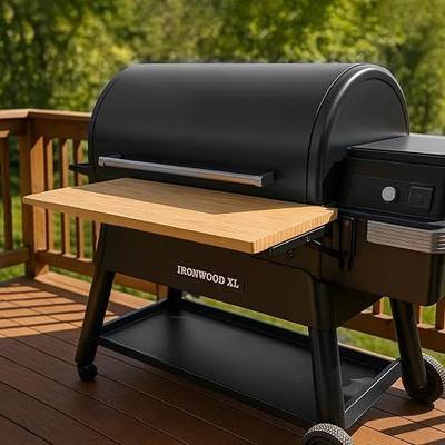 Iron Forge Tools 24 x 12 Wood Folding Grill Shelf, PAL Mount | Compatible with Flatrock, Ironwood & Timberline, Pop and Lock Accessories Mount