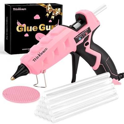 THINKLEARN Hot Glue Gun, Full Size, 60/100W Dual Power | Heavy Duty Glue Gun with 15 Glue Sticks Set for Crafts, Arts, DIY and Home Repairs, Silicone Pad Included, Pink
