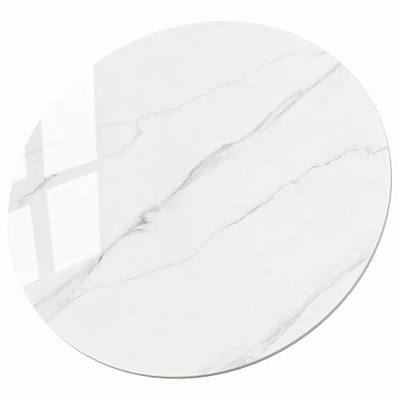 Round Table Top, 35.4” White Sintered Stone Tabletop, DIY Replacement & Cover Marble Desktop, Scratch & Wear Resistant, Easy to Clean, Suitable for Indoor & Outdoor