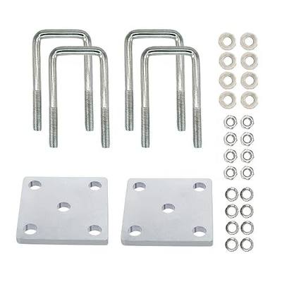 2x2 Square U Bolt Kit for Boat Trailer Leaf Springs | Zinc coated 1/2" x 2-1/5" x 4-3/4" square U-bolts replace trailer leaf spring clamp on 2x2 axles
