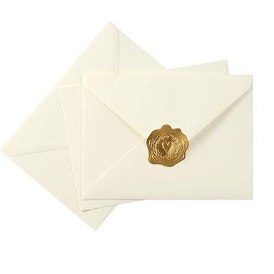 50 Pack A6 Envelopes with Stickers Cream Color, 6 1/2 x 4 3/4 Inches | 4x6 Envelopes For 4 x 6 Greeting Cards, Birthday Party, Photos, Baby Shower and Wedding Invitations