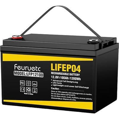12V 100Ah LiFePO4 Battery - Small RV Battery with 100A BMS, 15000+ Deep Cycles, Solar Energy Storage, Lithium Phosphate Batteries for Home Motor, Travel Trailer, Camping, Off-Grid Power