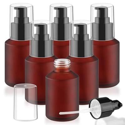 Wresty 6 Pcs Empty Glass Pump Bottles Refillable Cream Lotion Bottles Travel Sample Bottles Cosmetic Dispenser Bottle Containers For Lotion Cream Emulsion Essence (Red, 60ml/2oz)