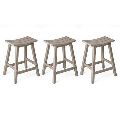 WestinTrends Malibu Malibu 24 Inch Counter High Saddle Stools (Set of 3), Weathered Wood