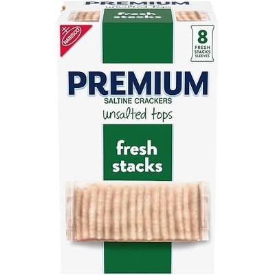Premium Fresh Stacks Unsalted Tops Saltine Crackers, Travel Snacks, 14.2 oz (8 Multi Snack Packs)