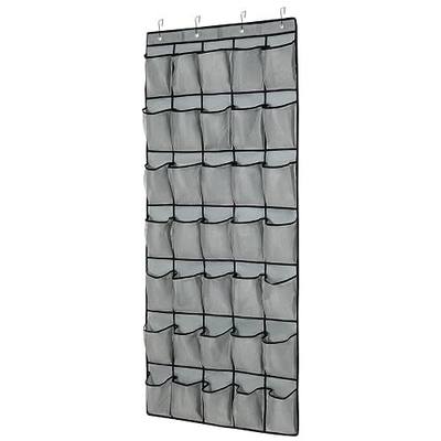 35 Pocket Over Door Shoe Organizer with 4 Metal Hooks(Grey) | Mesh pockets shoe holder rack for high capacity hanging storage. Fits standard doors for organized closet solutions.