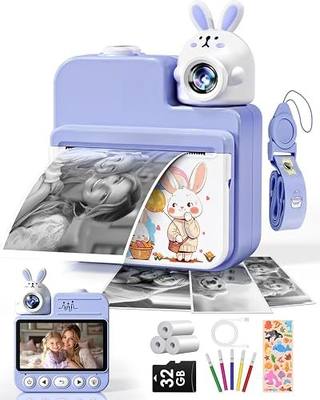 Kids Camera Instant Print Toys, Christmas Birthday Gifts for Girls Boys, 3.0” Autofocus Kids Digital Camera Toddler Camera for 3 4 5 6 7 8 9 10 11 12 Year Old Girl Boy with 32GB TF Card (Purple)