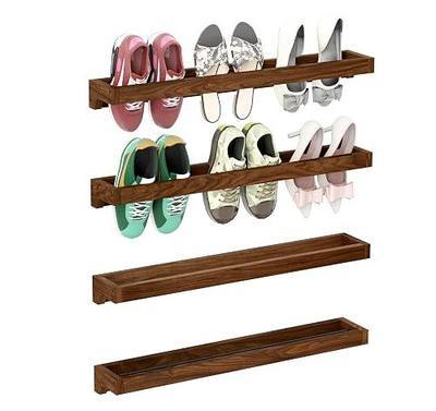 Nisorpa Set of 4 Rustic Burnt Wood Hanging Shoes Racks, 30 Inches | Wall Mounted Shoes Storage Organizer Space Saving Footwear Holder for Closet, Mudroom, Entryway Narrow Spaces Shoe Organize