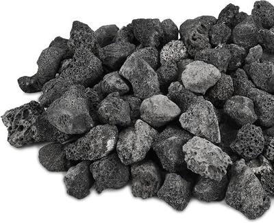 10lb 2.75-5 Inch Large Black Lava Rocks for Fire Pits, Indoor Fireplaces, Outdoor Gas Fire Tables, Garden Landscaping Decoration (2.75"-5")