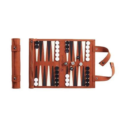 Travel Backgammon Set, Roll-Up Leather Board Game | Portable Roll-Up Backgammon Game with Leather Board, Travel Set, Multiple Colors Available