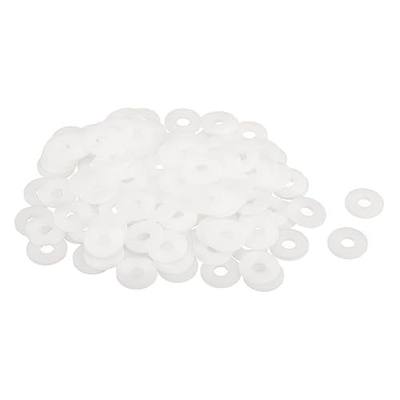uxcell 120Pcs M6 Nylon Flat Washers 6mm ID 18mm OD 1.5mm Thick Plain Washer Grommets Plastic Sheet Gasket Fastener Sealing Spacer Gasket Ring, White