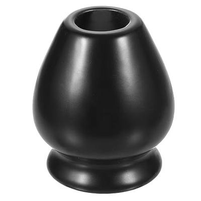 HARFINGTON Ceramic Chasen Stand 65mm Matcha Whisk Holder, Traditional Matcha Tea Chasen Holder, Black
