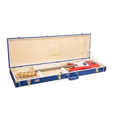 Crossrock Wooden Bass Guitar Case for Fender Precision & Jazz | Vibrant Blue Faux Leather, Beige Plush Interior, Lock – Designer Series(CRW520BVB)