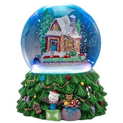Revolving Christmas Train Snow Globe – Color-Changing LED Music Box, 3D Christmas Tree Base, Hand-Painted Winter Scene, for Kids & Adults