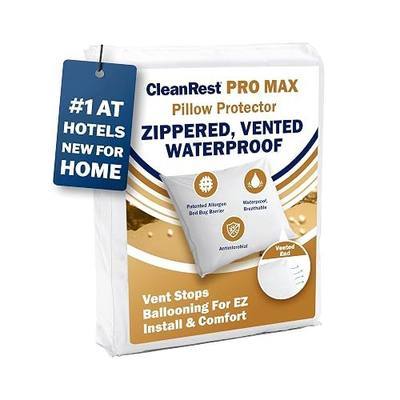 CleanRest PRO Max Waterproof Pillow Protector, Standard Size - Zippered (1-Pack), Dust Mite Allergen & Bed Bug Proof, Anti-Microbial Treated, Highly Breathable & Vented for Cool Soft Sleep
