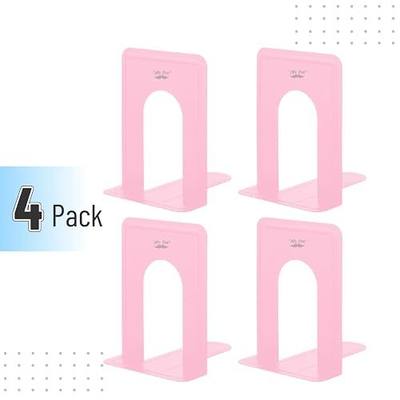 Mr. Pen- Book Ends, 4 Pack, Light Pink | Heavy Duty Metal Bookends for Shelves, Book Holders for Shelves, Metal Bookends