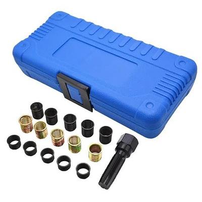 Spark Plug Thread Repair Kit, 16pcs M14 x 1.25 Tap Spark Plug Rethreading Set with Portable Case, Tap Stainless Steel Auto Spark Plug Repair Tool for Gasoline Engines, Generators(size:16pcs)