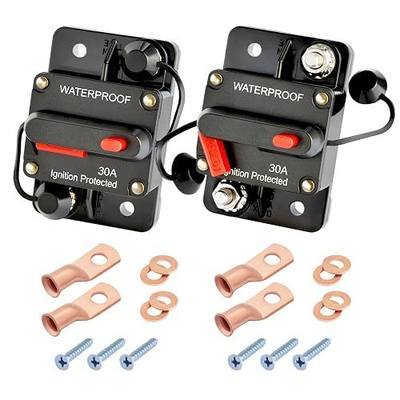30Amp Circuit Breaker DC 12V-48V for Marine Boat Trolling Motor Automotive RV Trailer Car Solar System Battery Disconnect with Manual Reset Switch, IP67 Waterproof (Pack of 2)