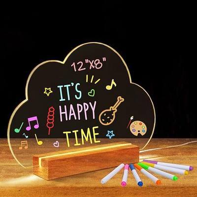 SetGame LED Note Board with 7 Colors Pen, Art Light Up Dry Erase Board | Night Light Glowing Message Bulletin Board Sign with Stand, Suit for Living Room, Bedroom, Lounge, Kitchen, Office