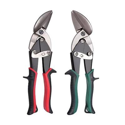 Aviation Tin Snips Set, Straight Heavy Duty Left and Right Tin Cutting Shears, 2 Piece Metal Cutters With Comfort Grips and Safety Latch