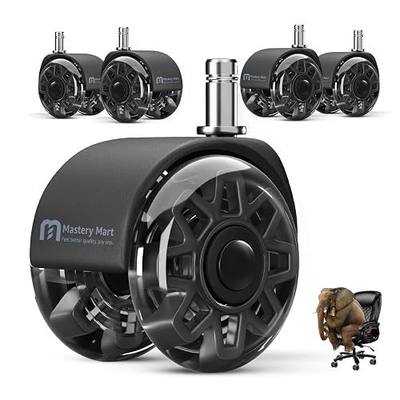 Office Chair Wheels Replacement, 2.5 Inch Heavy Duty Caster Set, for Carpet and Hardwood Floors, Universal Size 11x22mm, Fits 99%, Black