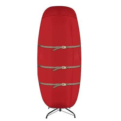 Upright Christmas Tree Storage Bag for 7.5ft Pencil Style Tree - Oxford Christmas Tree Cover With Drawstring Hem, Zip and Buckle Straps (Red, 7.5 FT)