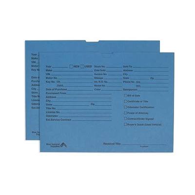 Blue Summit Supplies 100 Deal Jackets for Dealerships, 9x12, Blue | Preprinted dealer jacket folder, 11pt, for car dealership deal filing, records, and dealership supplies
