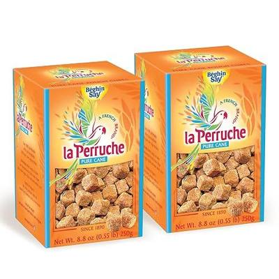 La Perruche Pure Cane Brown Sugar Cubes (250g/8.8oz box) | Ideal Sugar Cubes for Coffee | Pack of 2